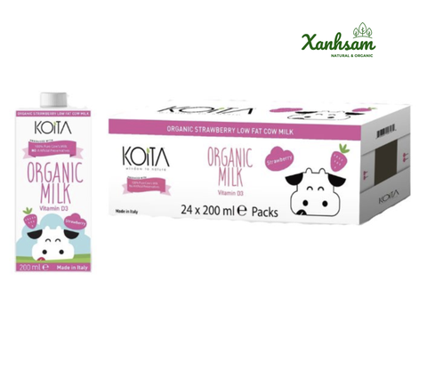 Thùng Sữa bò hữu cơ Koita Dâu 24 hộp