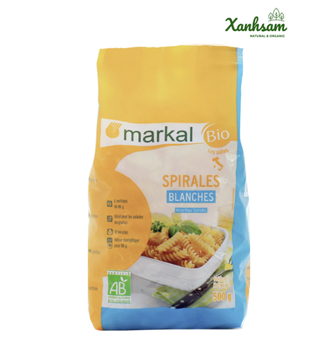 Mì NUI XOẮN TRẮNG hữu cơ - EU Organic - Markal - Pháp - 500gr