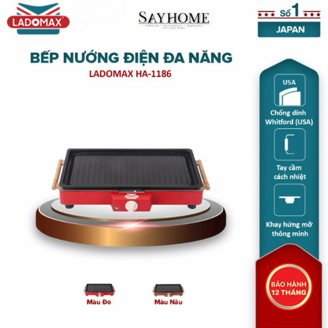 Bếp nướng điện không khói Ladomax HA-1186 - Hàng chính hãng