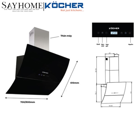 Máy hút mùi dạng TV Kocher K-2080E tại thành phố Hồ Chí Minh
