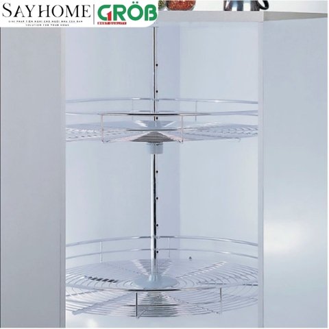 Mâm xoay GROB GR-360A/360B góc 360 độ inox mạ Crom, nan tròn - Hàng chính hãng GROB