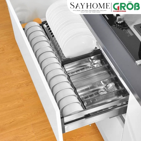 Kệ chén dĩa GROB GH-61/71/76/81/91 inox hộp gắn cánh - Hàng chính hãng GROB