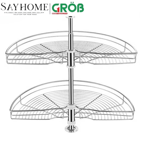 Mâm xoay GROB GR304-180A/180B góc 180 inox SUS304, nan tròn - Hàng chính hãng GROB