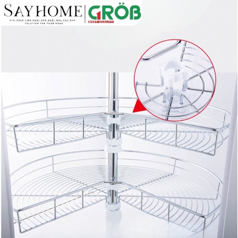 Mâm xoay GROB GR304-270A/270B góc 270 inox 304, nan tròn - Hàng chính hãng GROB