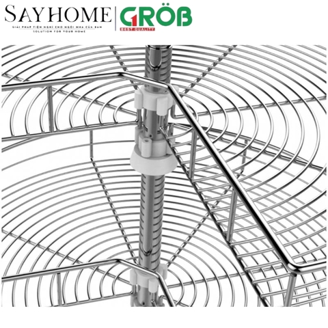 Mâm xoay GROB GR- 270A, GR- 270B góc 270 inox mạ Crom, nan tròn - Hàng chính hãng GROB