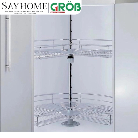 Mâm xoay GROB GR- 270A, GR- 270B góc 270 inox mạ Crom, nan tròn - Hàng chính hãng GROB
