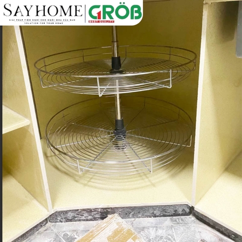 Mâm xoay GROB GR304-360A/360B góc 360 độ inox 304, nan tròn - Hàng chính hãng GROB