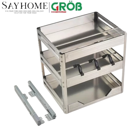 Kệ gia vị GROB GH- 20B/25B/30B/35B/40B đa năng inox hộp - Hàng chính hãng GROB