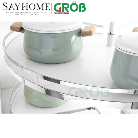 Mâm xoay GROB GM304-270.8/270.9 góc 270 inox 304 đáy Melamin, nan dẹt - Hàng chính hãng GROB
