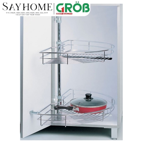 Mâm xoay GROB GR- 180A, GR- 180B góc 180 inox mạ Crom, nan sợi - Hàng chính hãng GROB