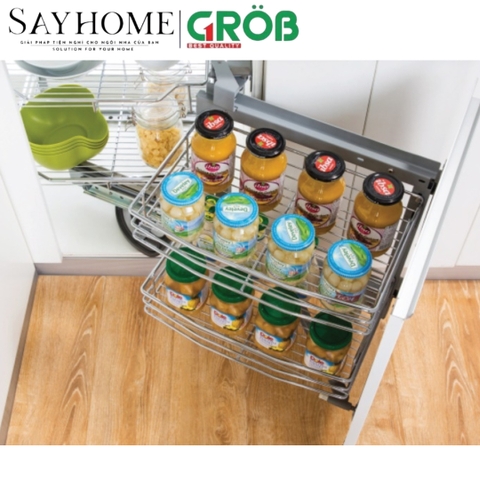 Kệ góc liên hoàn GROB GN- 90L, GN- 90R đa năng inox mạ Crom, nan sợi - Hàng chính hãng GROB