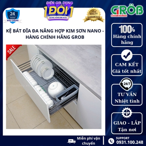 Kệ chén dĩa đa năng hợp kim Nano cao cấp GROB - Bảo hành chính hãng 2 năm