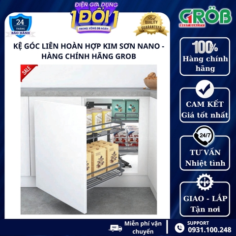 Kệ góc liên hoàn hợp kim phủ nano GROB - Nan dẹt