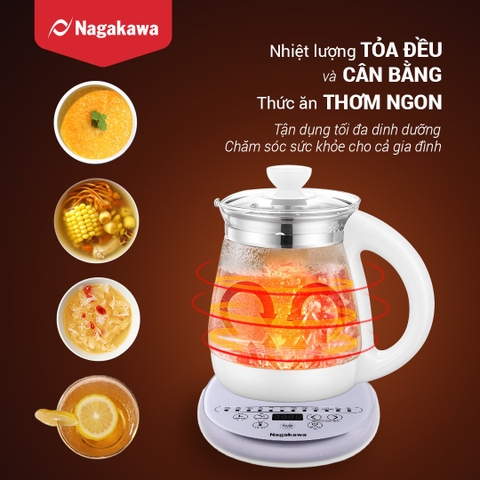 Ấm siêu tốc đa năng Nagakawa NAG0316 - Tích hợp 12 chức năng-Điều khiển cảm ứng - Bảo hành 12 tháng.