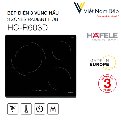 Bếp điện 3 vùng nấu HC-R603D - Hàng chính hãng HAFELE