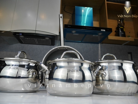 Bộ nồi B-Gem Belly BG-988 ARIC Inox304 cao cấp kèm chảo chống dính kim cương tại thành phố Hồ Chí Minh