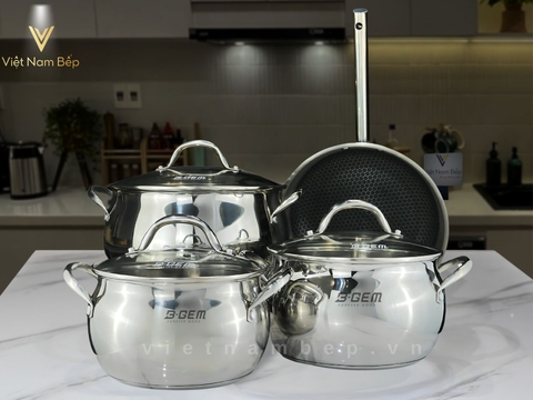 Bộ nồi B-Gem Belly BG-988 ARIC Inox304 cao cấp kèm chảo chống dính kim cương tại thành phố Hồ Chí Minh