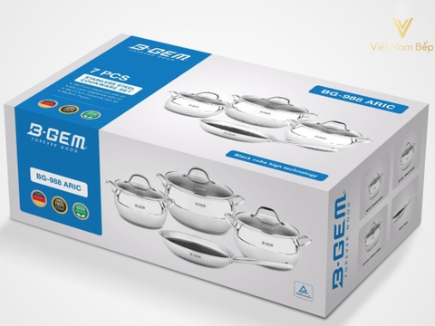 Bộ nồi B-Gem Belly BG-988 ARIC Inox304 cao cấp kèm chảo chống dính kim cương tại thành phố Hồ Chí Minh