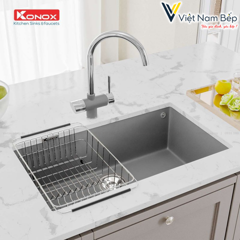 Chậu rửa bát Granite Sink Naros 760S – Grey - Chính hãng KONOX