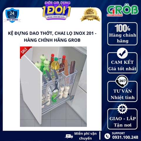 Kệ dao thớt đa năng inox mạ Crom GROB - Nan vuông