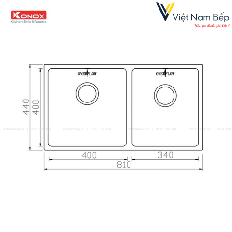 Chậu rửa bát Undermount Sink Cube 8144DU - Chính hãng KONOX