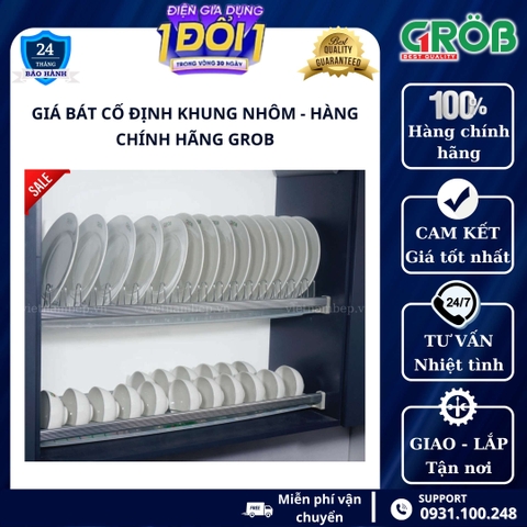 Giá chén bát cố định 2 tầng inox mạ Crom GROB