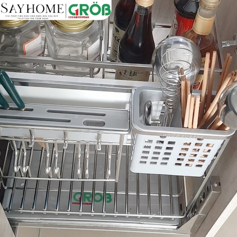 Kệ dao thớt GROB GCO304-30/35/40/50 đa năng Mix Oval, inox 304 - Hàng chính hãng GROB