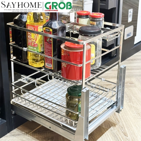 Kệ gia vị GROB GCO304-30B/35B/40B/45B đa năng Mix Oval, inox SUS304 - Hàng chính hãng GROB