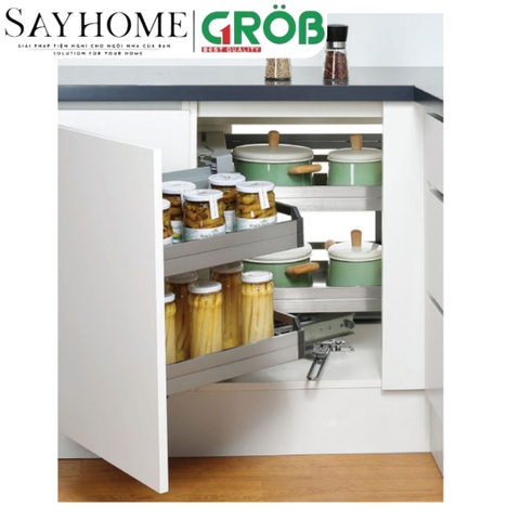 Kệ góc liên hoàn GROB GH-90L/90R inox hộp - Hàng chính hãng GROB