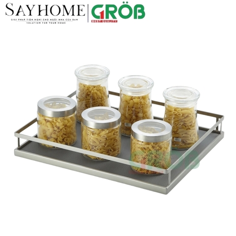 Kệ góc liên hoàn GROB GM304-290L/290R inox 304, đáy Melamin, nan dẹt - Hàng chính hãng GROB