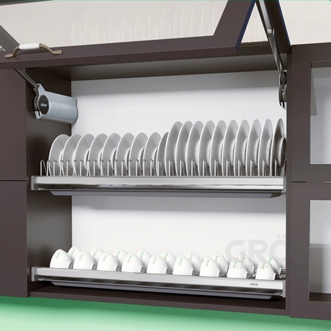 Giá chén bát cố định GROB GS- 160/170/180/190 2 tầng Inox mạ crom - Hàng chính hãng GROB