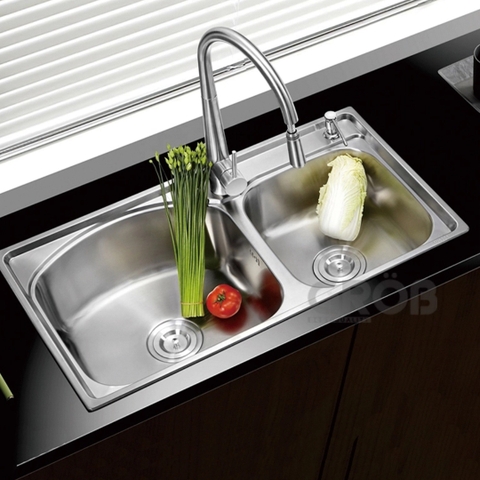 Chậu rửa bát GROB GS304-7843R 2 hố - Hàng chính hãng GROB