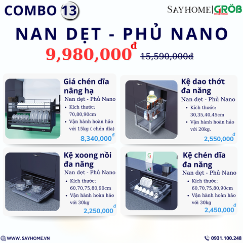 COMBO Phụ kiện tủ bếp cao cấp GROB - Combo 13