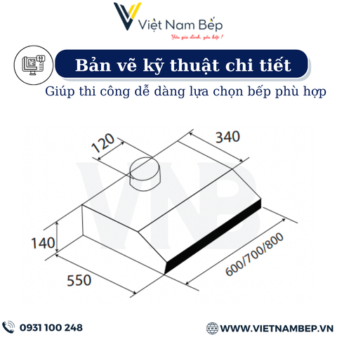 Máy hút mùi âm tủ cảm ứng KAFF KF-888I - Bảo hành chính hãng 3 năm