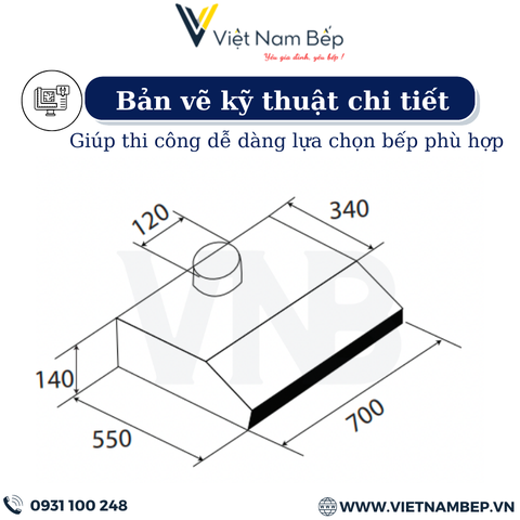 Máy hút mùi âm tủ màu bạc KAFF KF-70I- Bảo hành chính hãng 3 năm