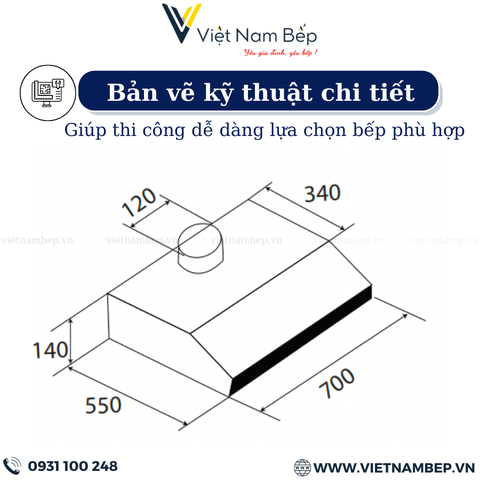 Máy hút mùi âm tủ vân gỗ KAFF KF-700W- Bảo hành chính hãng 3 năm