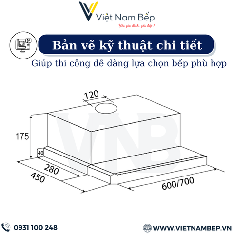 Máy hút mùi âm tủ ray kéo cảm ứng KAFF KF-TL700 - Bảo hành chính hãng 3 năm