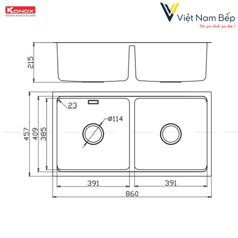 Chậu rửa bát chống xước Workstation Sink – Undermount Sink KN8646DU Dekor - Chính hãng KONOX