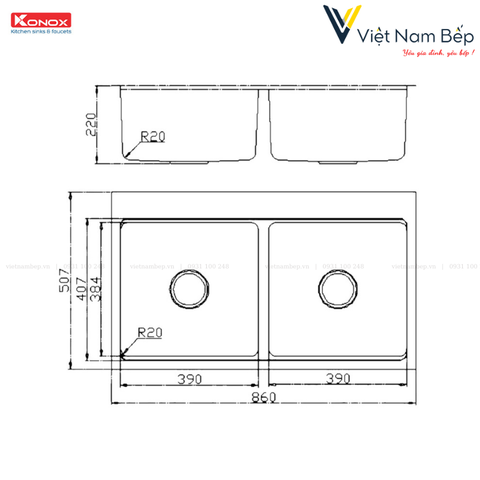 Chậu rửa bát chống xước Top Mount Sink KN8651TD Dekor Basic - Chính hãng KONOX