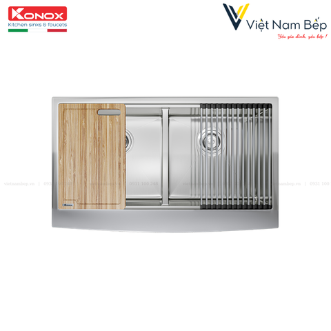 Chậu rửa bát Workstation Sink – Apron Sink KN8751DA Curve - Chính hãng KONOX