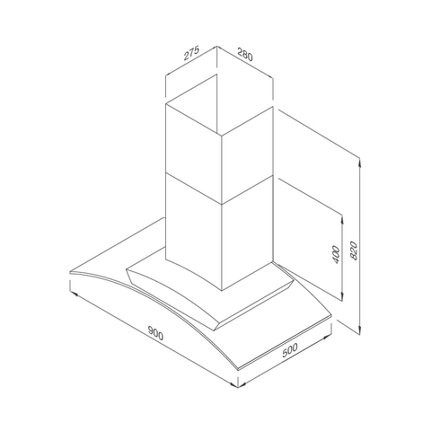 Máy hút mùi kính cong RANGE HOOD Malloca MC 9077 LCD