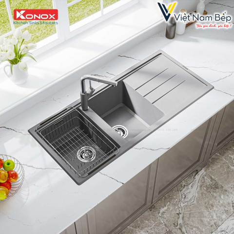 Chậu rửa bát Granite Sink Phoenix 1160 Grey - Chính hãng KONOX