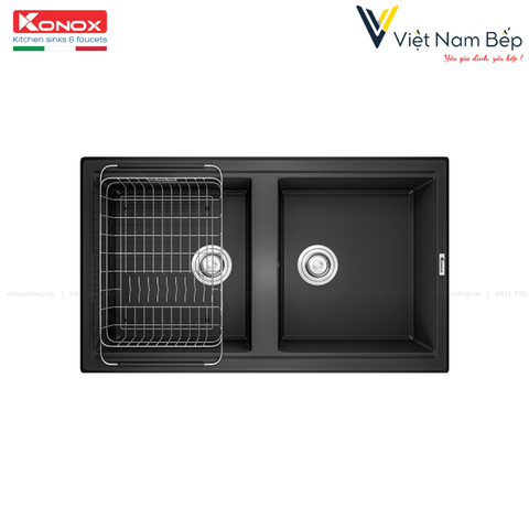 Chậu rửa bát Granite Sink Phoenix Smart 860 Black - Chính hãng KONOX