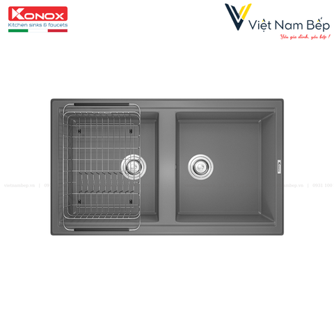 Chậu rửa bát Granite Sink Phoenix Smart 860 Grey - Chính hãng KONOX