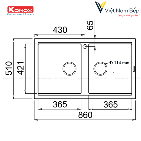 Chậu rửa bát Granite Sink Phoenix Smart 860 – White Silver - Chính hãng KONOX