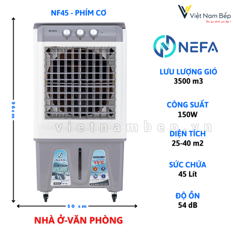 Quạt điều hòa hơi nước Nefa NF45 Phím cơ - Chính hãng