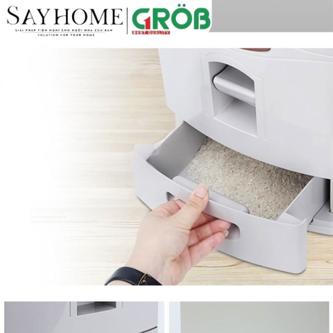 Thùng gạo GROB RB - 18.1/18.4 âm tủ ray kéo - Hàng chính hãng GROB