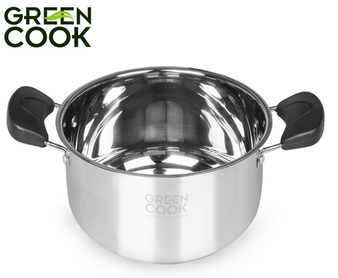 Bộ nồi inox 3 đáy Green Cook GCS08-T1 gồm 3 món (2 nồi 1 quánh) sử dụng được trên bếp từ