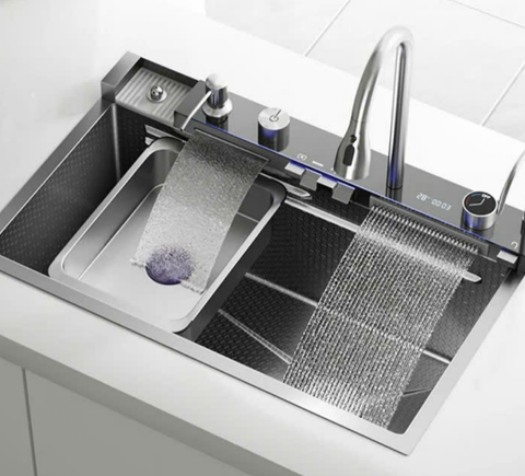 Bộ chậu rửa chén B-GEM BG-7546/7846/8046/8246/8546 SMART V5 5 phím inox 304 phủ nano đen - Hàng chính hãng B-GEM