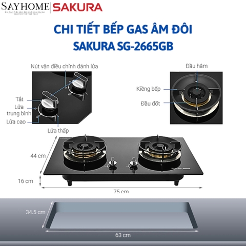 Bếp gas đôi SAKURA SG-2665GB - Chính hãng